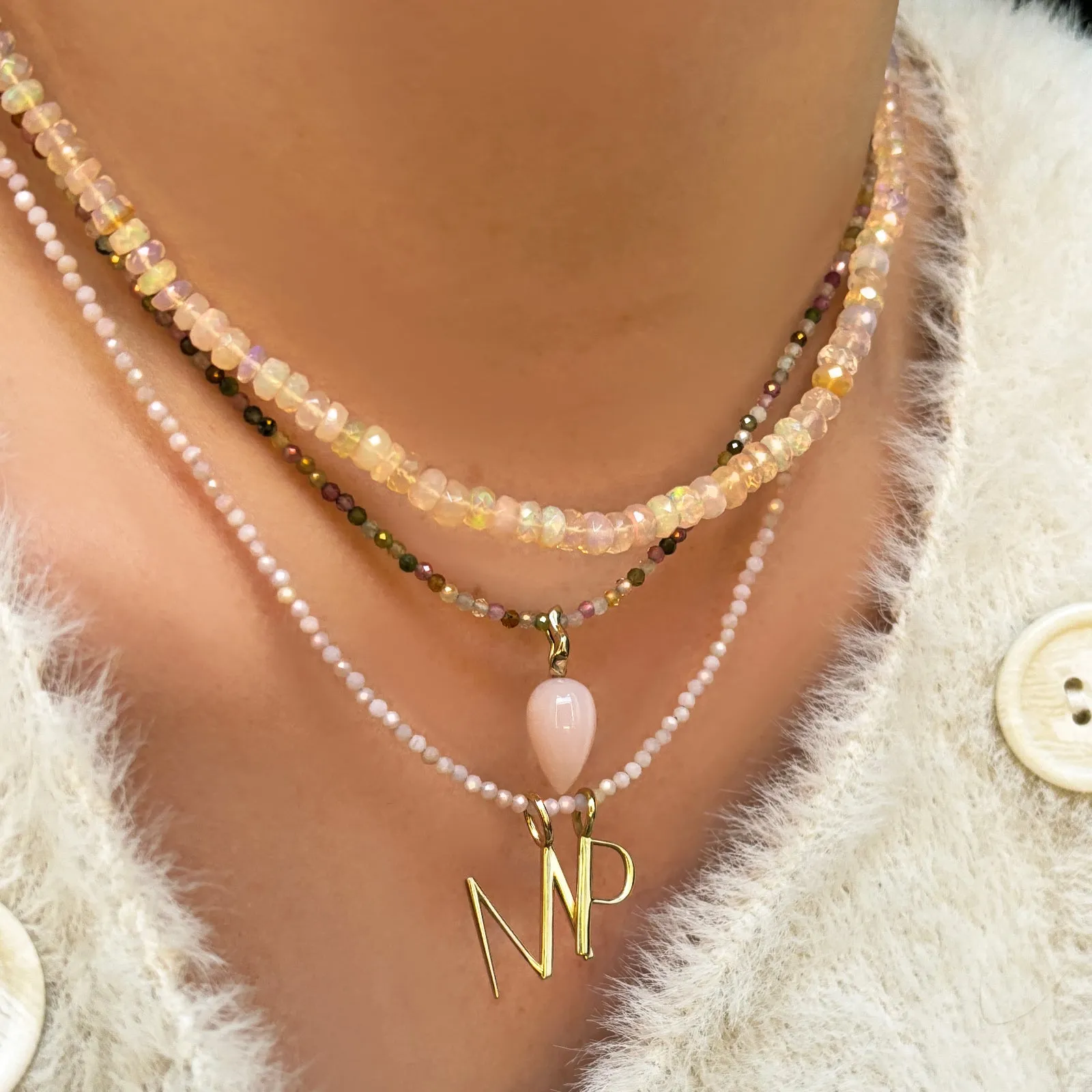 Blush Faceted Opal Necklace