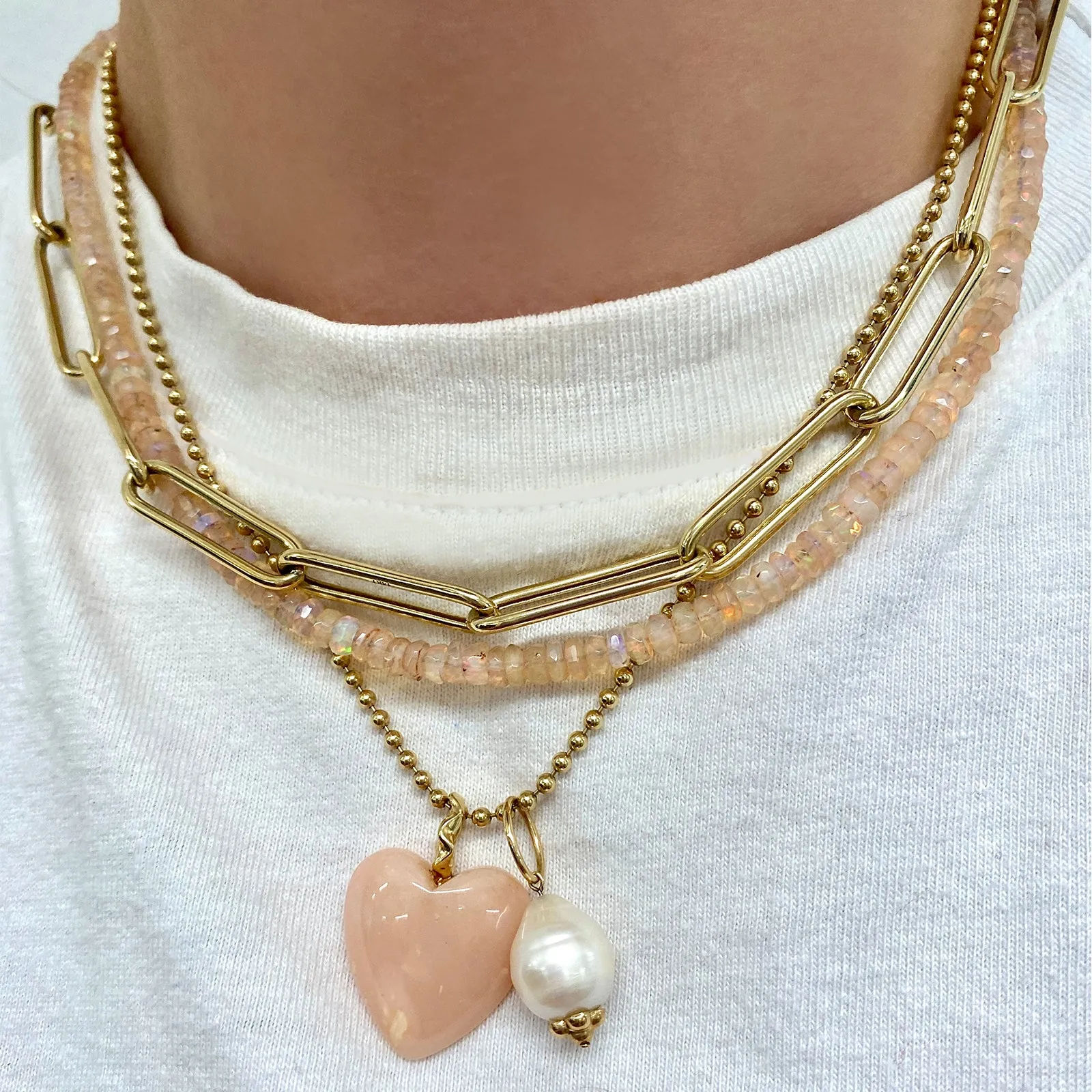 Blush Faceted Opal Necklace
