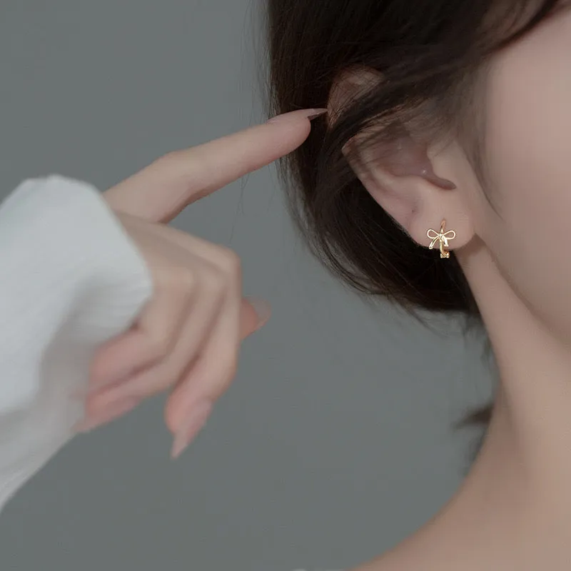 Bow Huggies Earrings-SH077