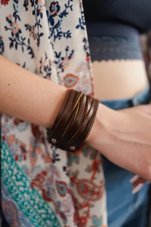 Braided Leather Cuff Bracelets w/ Adjustable Clasp.