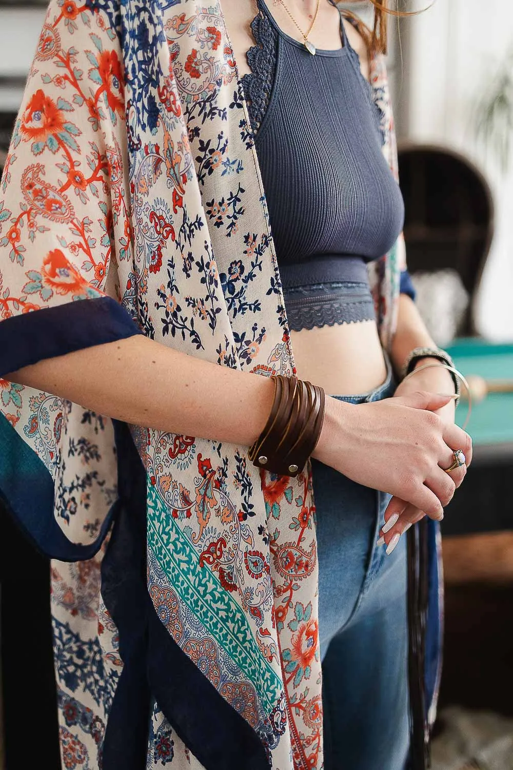 Braided Leather Cuff Bracelets w/ Adjustable Clasp.