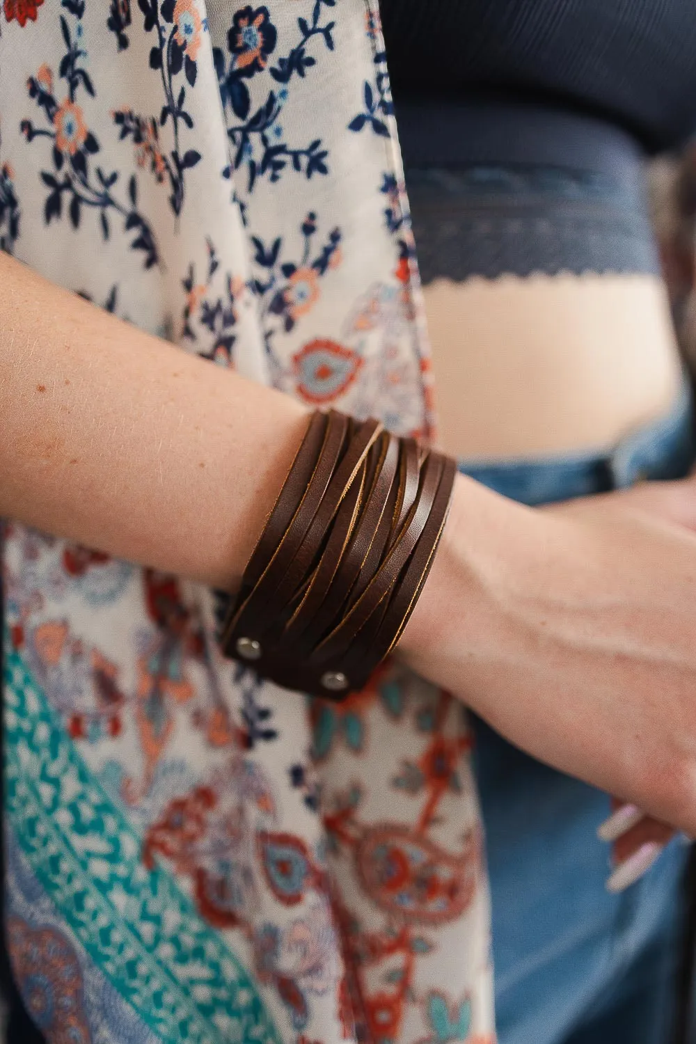 Braided Leather Cuff Bracelets w/ Adjustable Clasp.