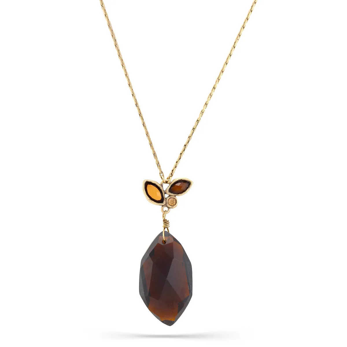 BROWN FACETED STONE CRYSTAL  NECKLACES #160BR1101 (5F7)
