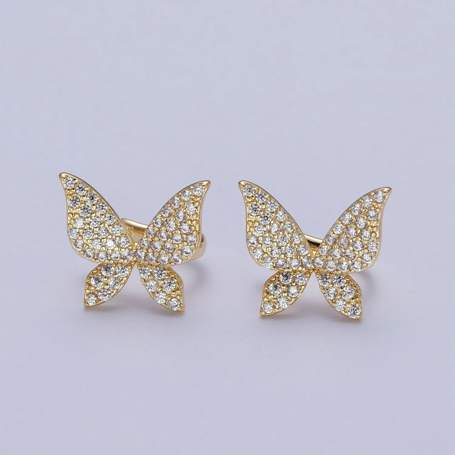 Butterfly Ear Cuff Earrings, Cute Butterfly Earrings With Micro Pave Cubic Zirconia Gold Animal Earrings, Minimalist Jewelry Y-069