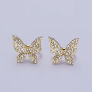 Butterfly Ear Cuff Earrings, Cute Butterfly Earrings With Micro Pave Cubic Zirconia Gold Animal Earrings, Minimalist Jewelry Y-069