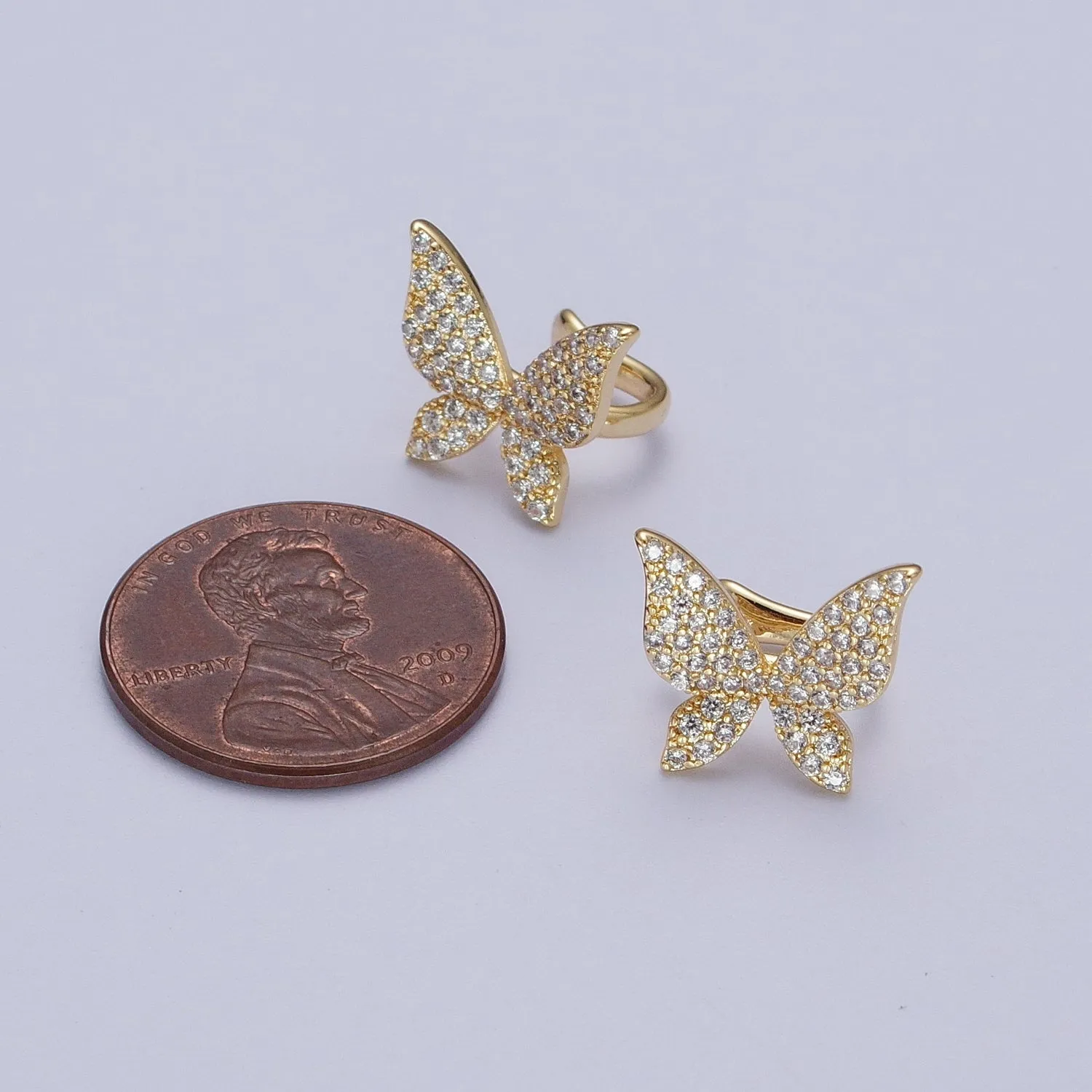 Butterfly Ear Cuff Earrings, Cute Butterfly Earrings With Micro Pave Cubic Zirconia Gold Animal Earrings, Minimalist Jewelry Y-069