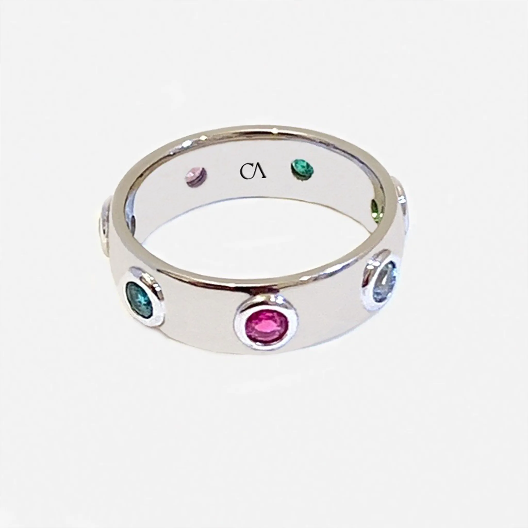 CA-18k White Gold Custom "Gold Coast" Vanessa Family Precious Ring