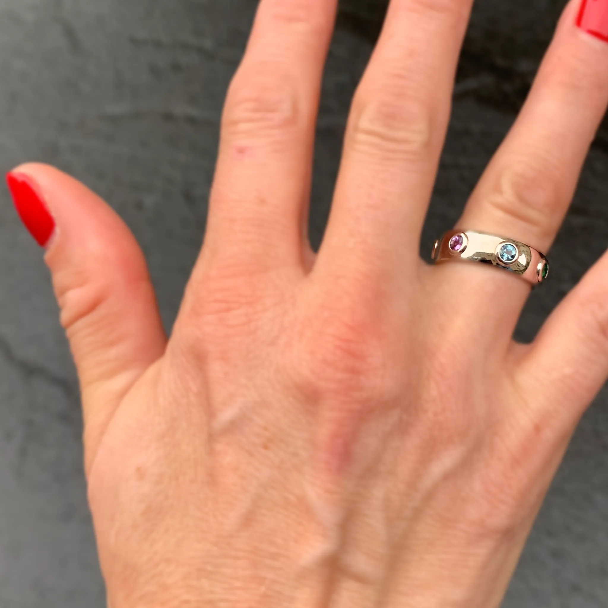 CA-18k White Gold Custom "Gold Coast" Vanessa Family Precious Ring