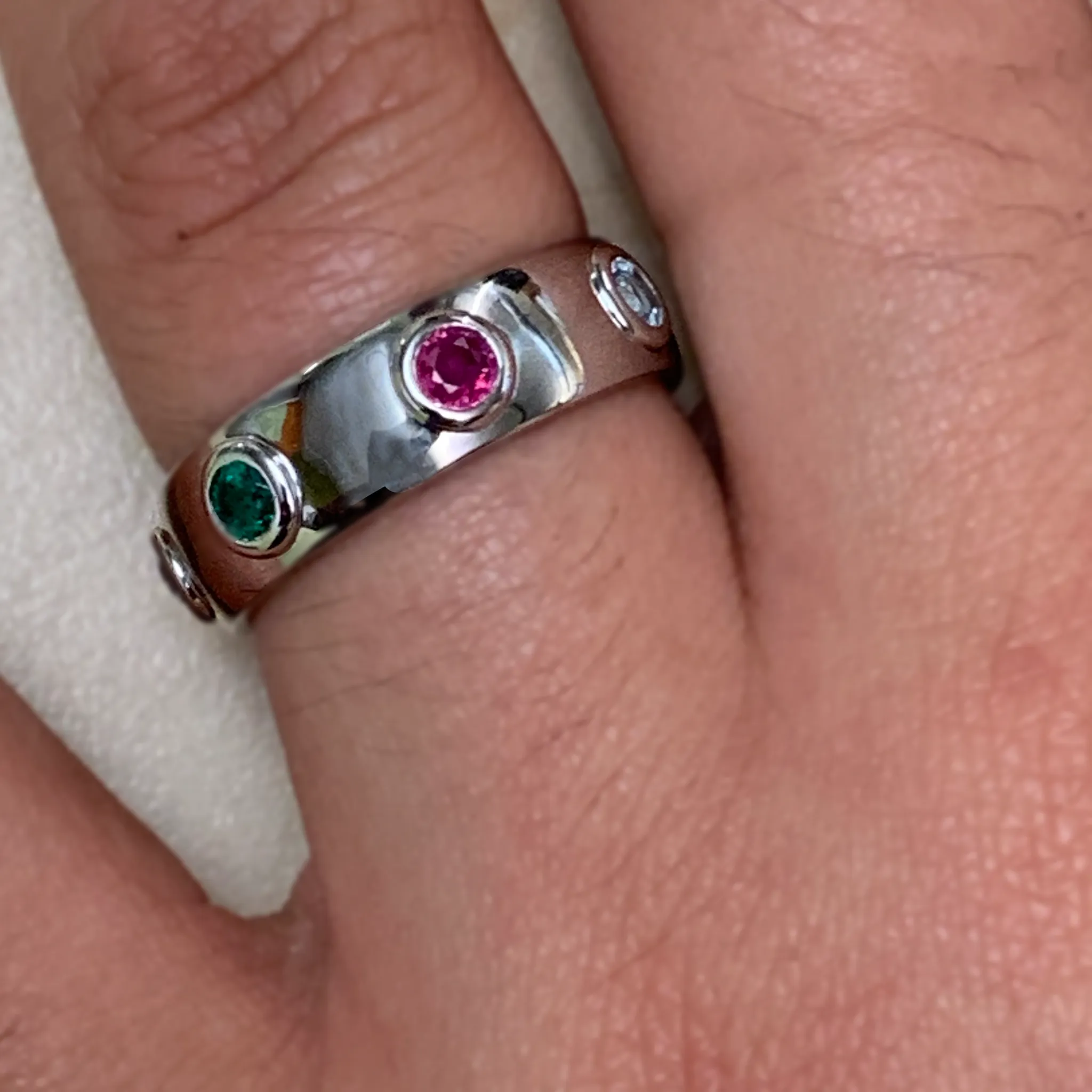 CA-18k White Gold Custom "Gold Coast" Vanessa Family Precious Ring