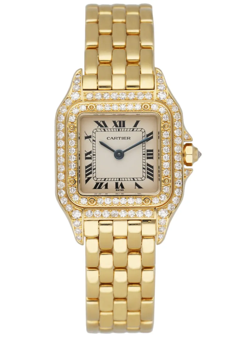 Cartier 1280/2 18K Yellow Gold & Diamond Ladies Watch