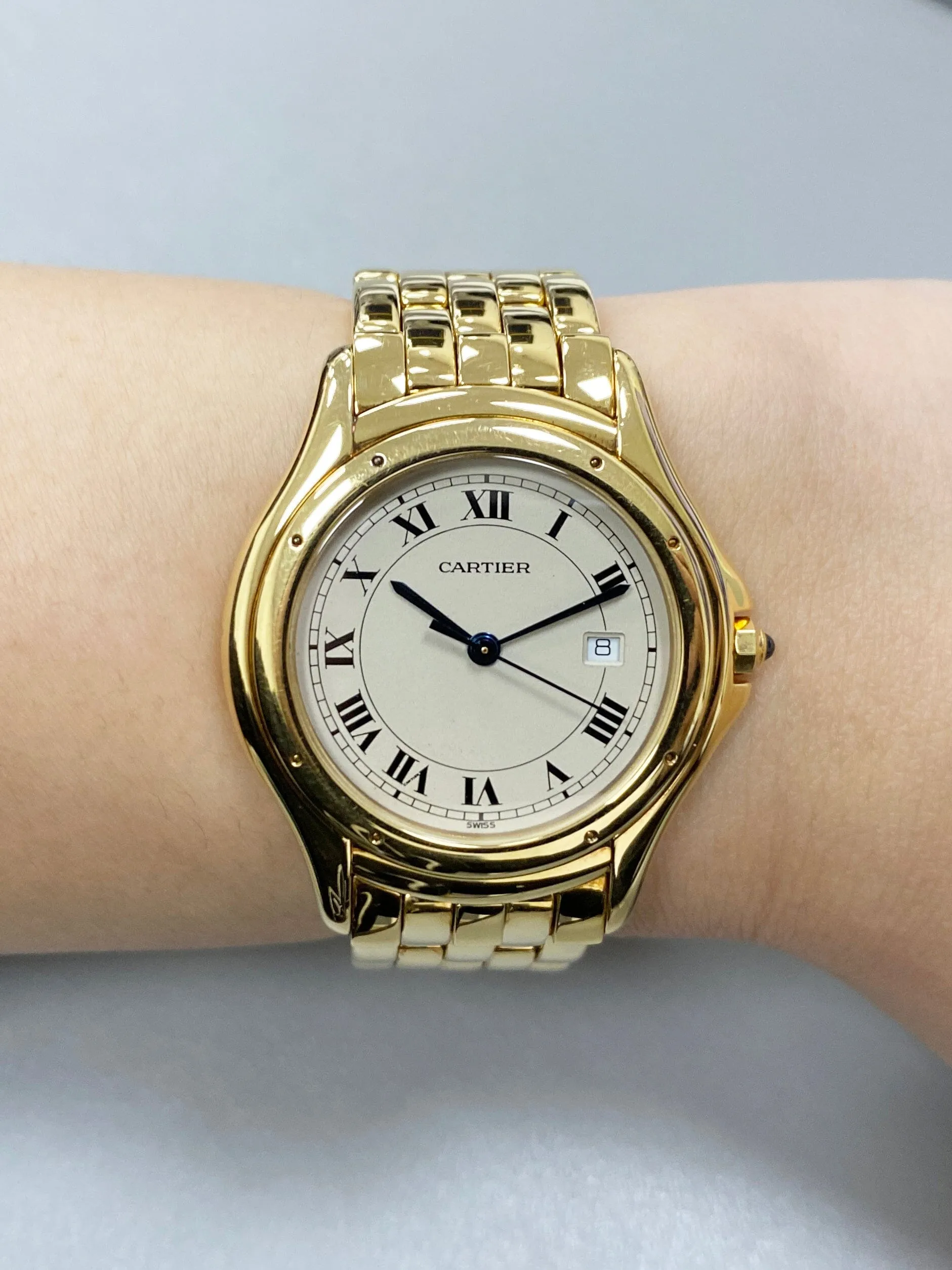 Cartier Cougar Figaro W25013B9 18k Yellow Gold Watch
