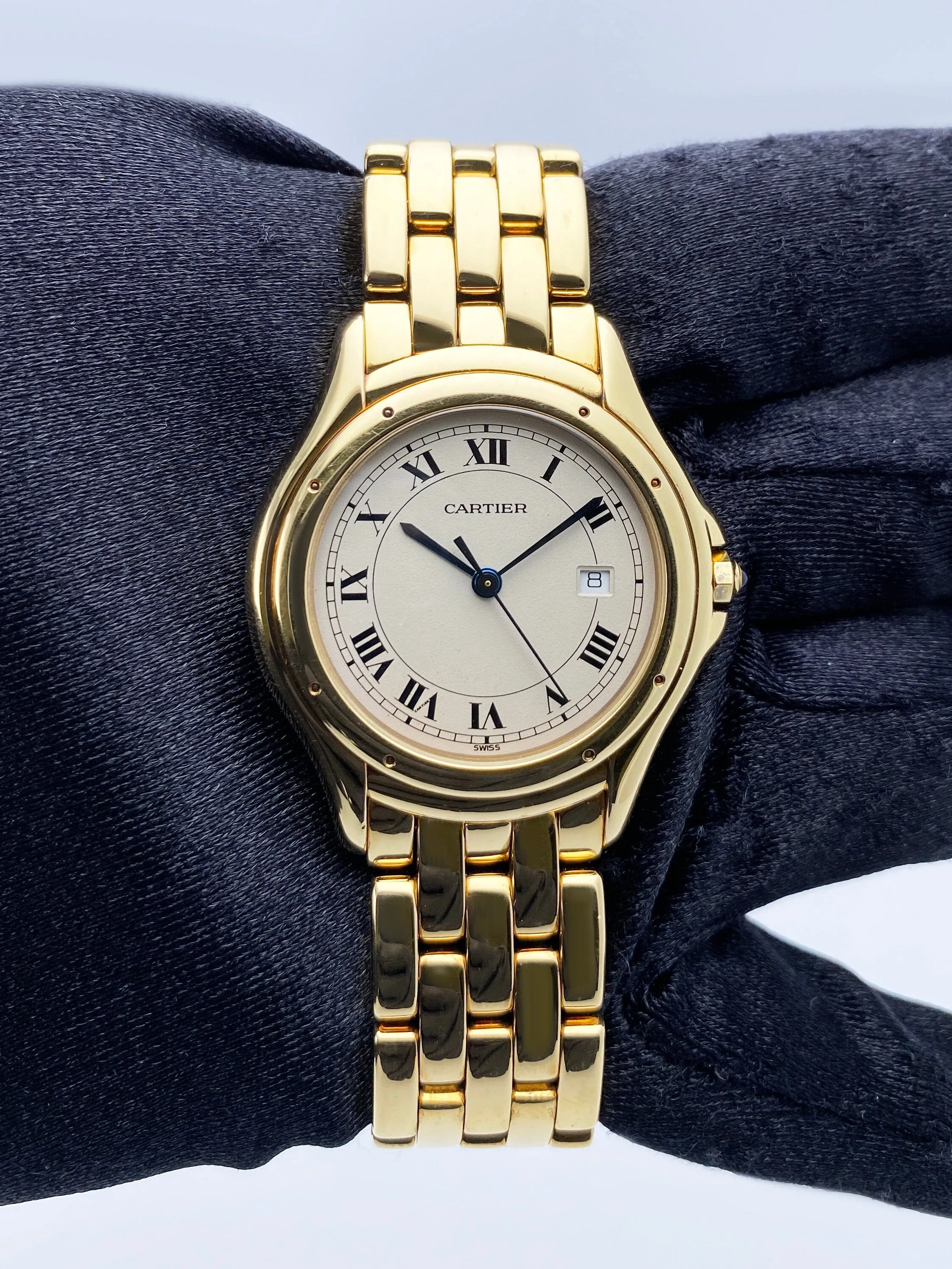 Cartier Cougar Figaro W25013B9 18k Yellow Gold Watch