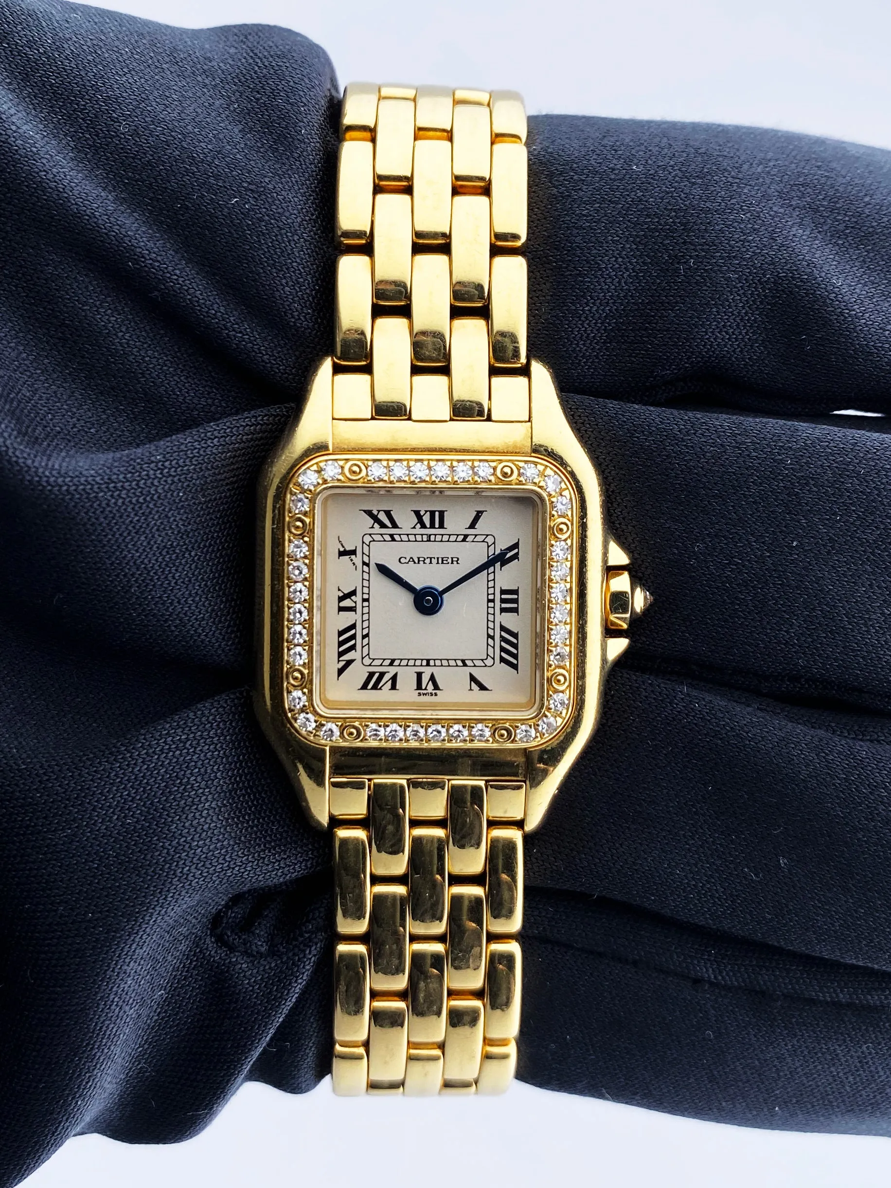 Cartier Panthere 1280 18K Yellow Gold Diamonds Ladies Watch Box Papers