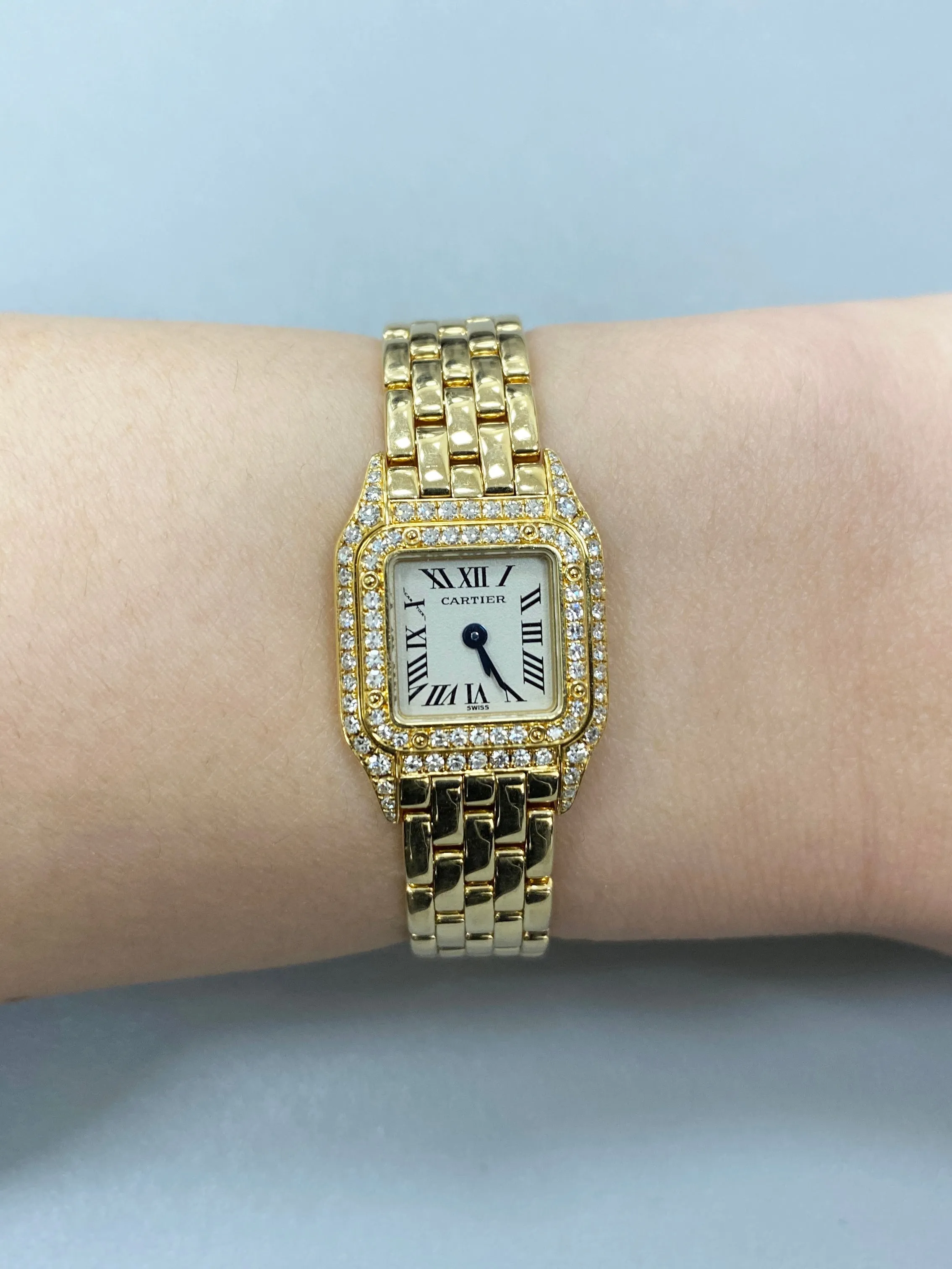 Cartier Panthere Mini 1131-1 18K Yellow Gold & Diamond Set Ladies Watch