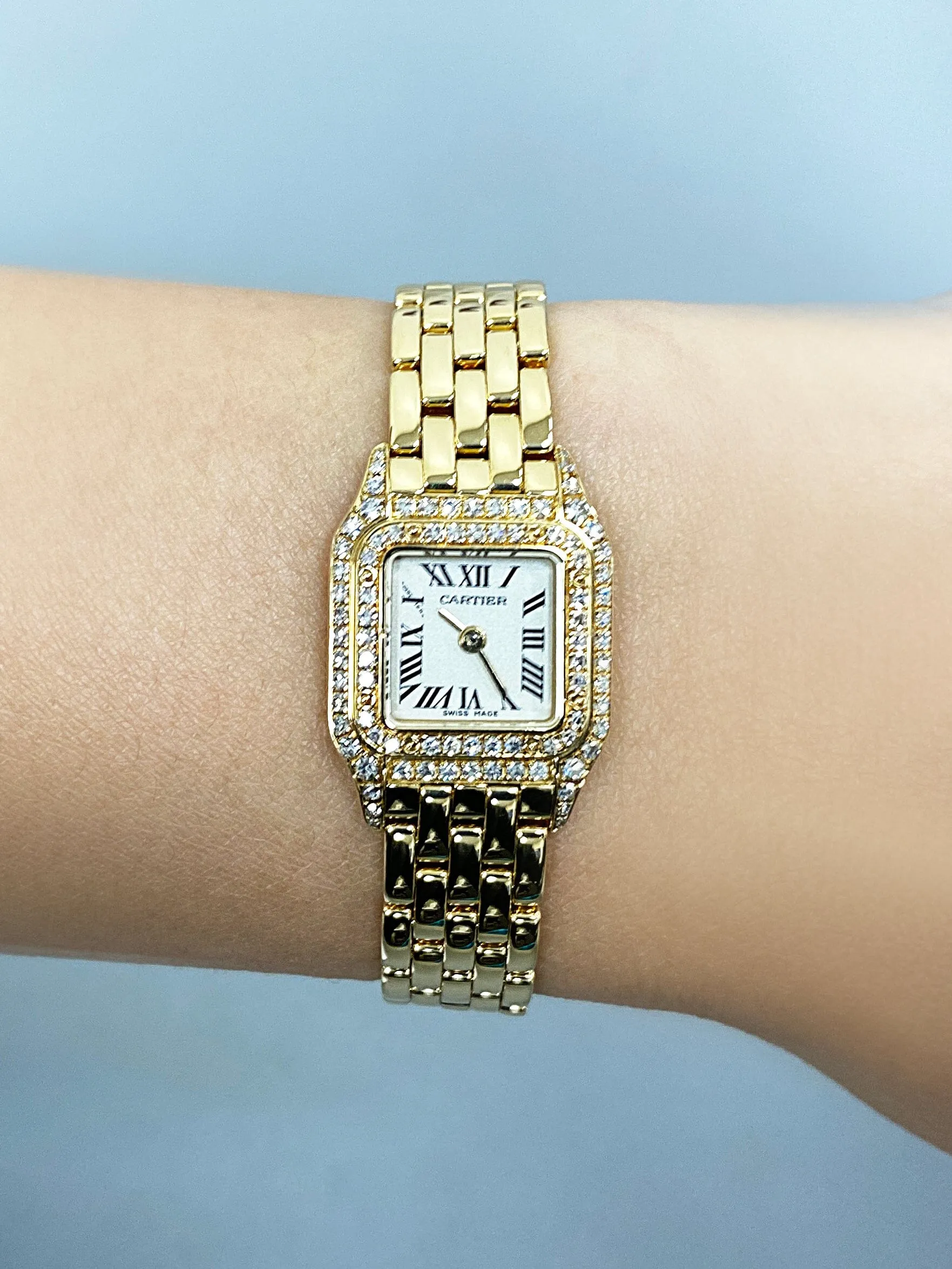 Cartier Panthere Mini WF3182B9 18K Yellow Gold Diamond Ladies Watch