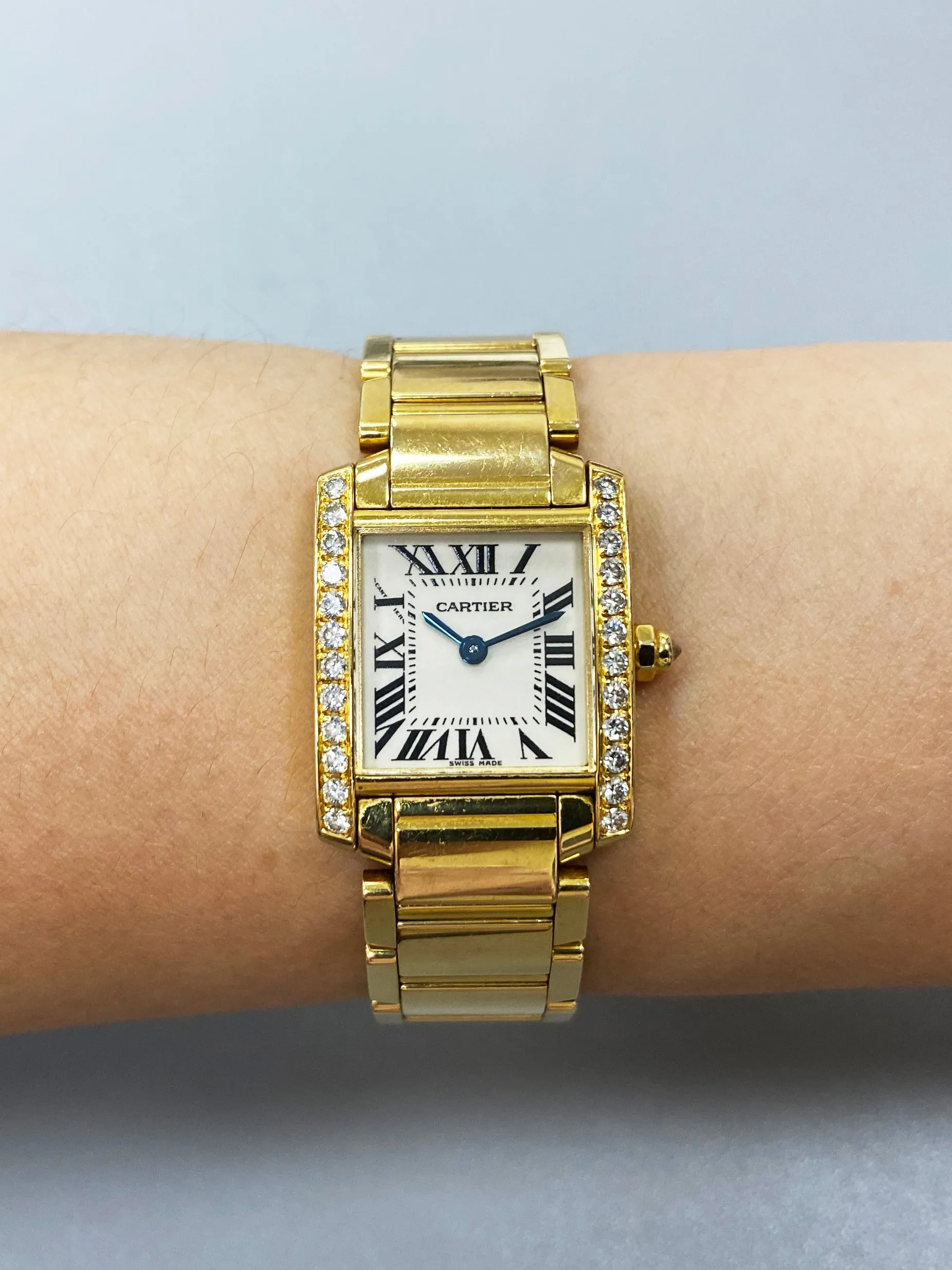 Cartier Tank Francaise 2385 18k Yellow Gold Diamond Ladies Watch