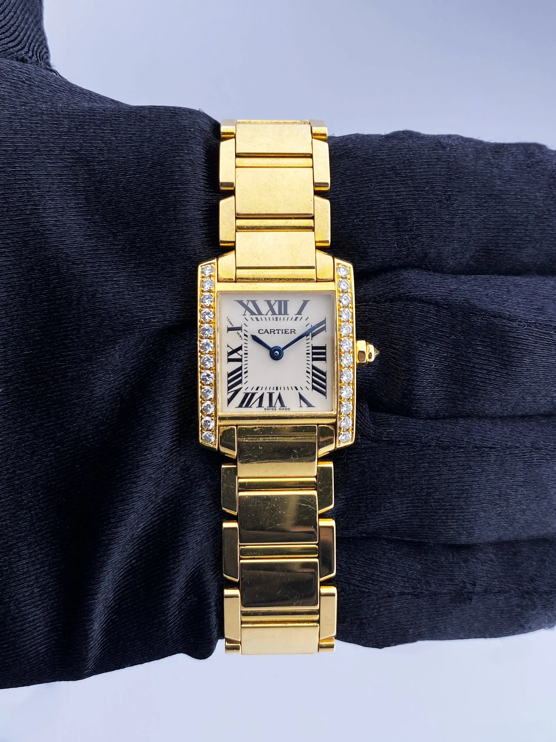 Cartier Tank Francaise 2385 18k Yellow Gold Diamond Ladies Watch