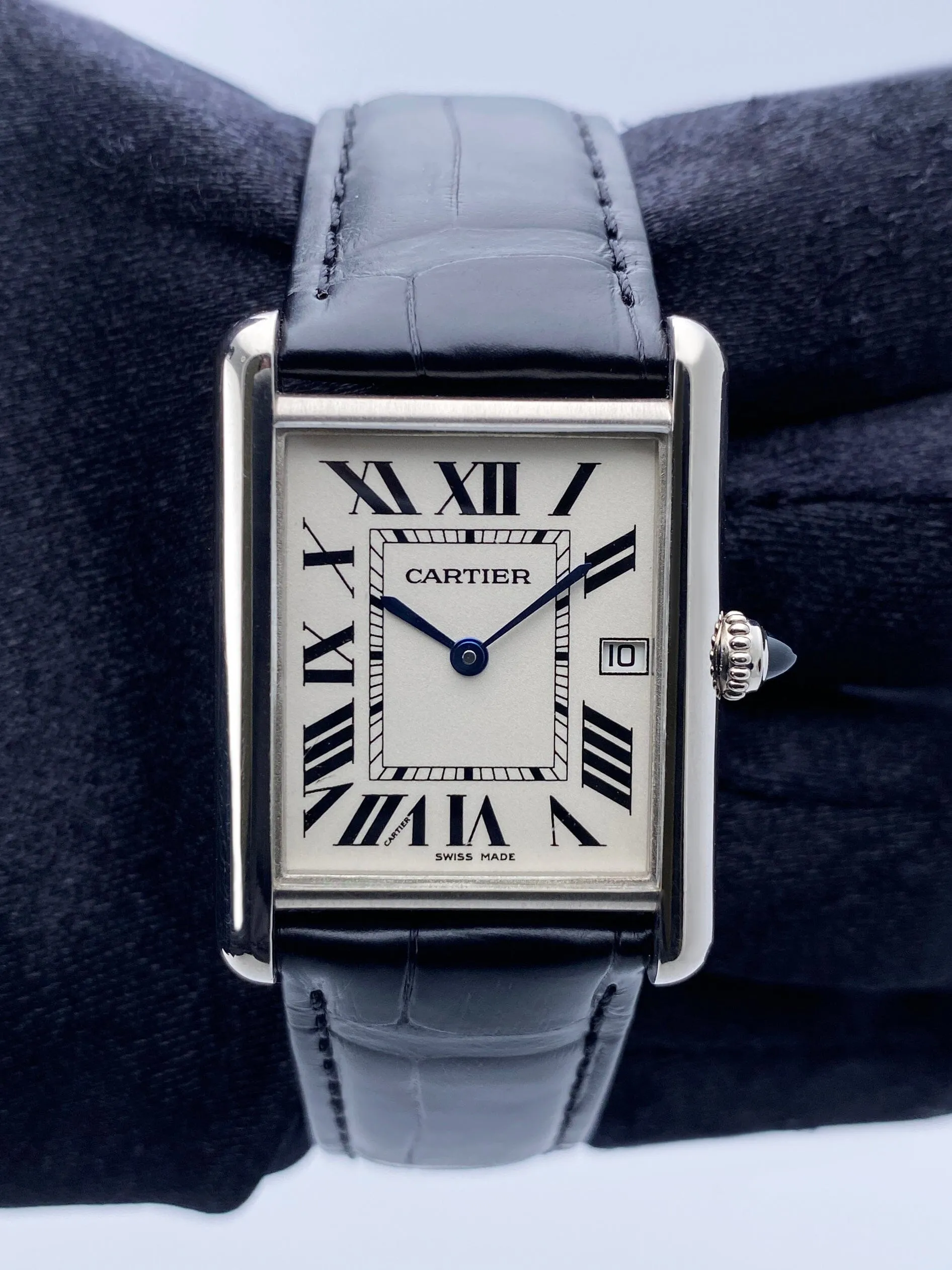 Cartier Tank Louis W1540956 Large Size 18K White Gold Ladies Watch