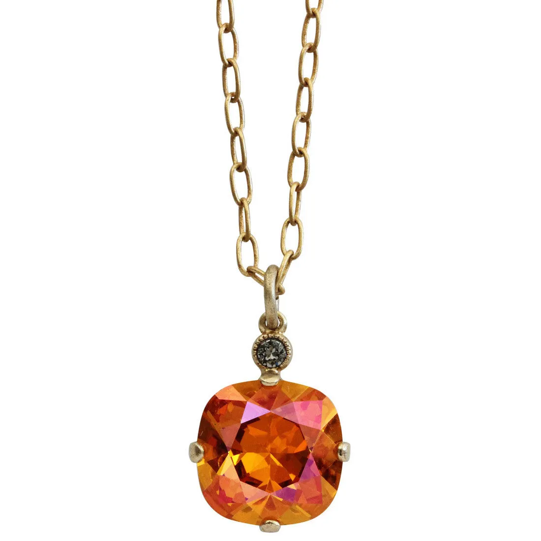 Catherine Popesco 14k Gold Plated Crystal 12mm Pendant Necklace, 6556GN Astral Pink