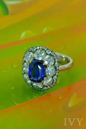 Ceylon Blue Sapphire and Diamond Ring