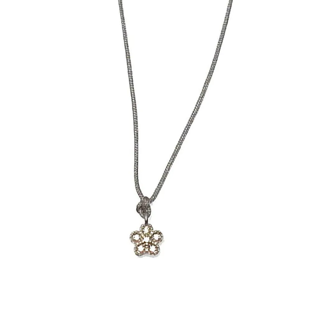 Chain and Cord  Mini Flower Pendant
