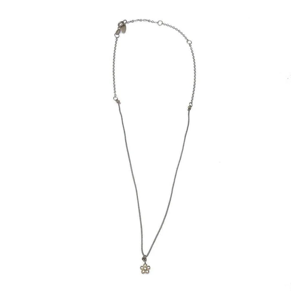 Chain and Cord  Mini Flower Pendant