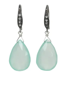 Chalcedony and Sapphire Earrings
