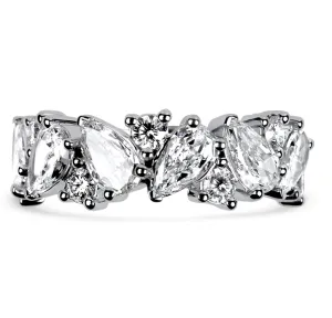 Christopher Designs 18k White Gold L'Amour Crisscut Pear & Round Diamond Ring