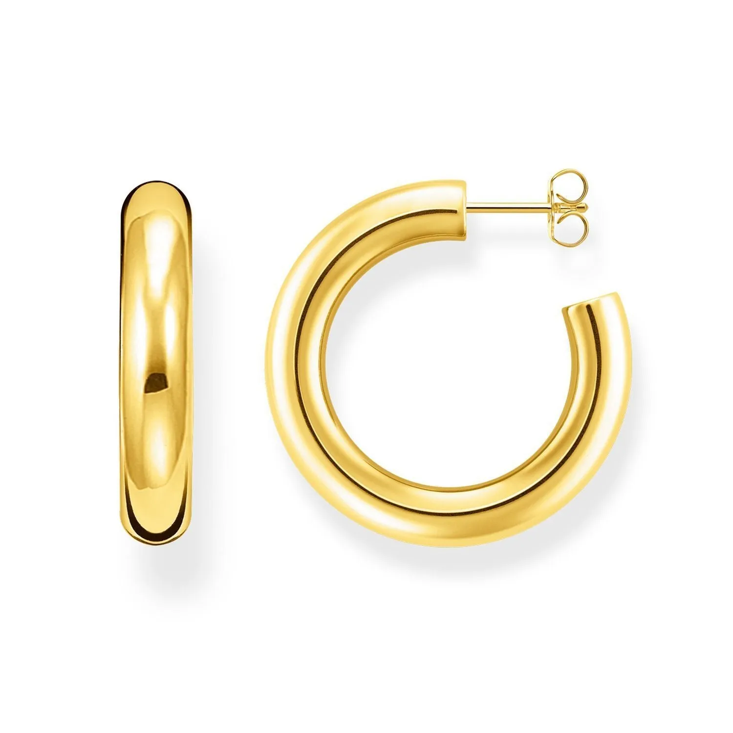 Chunky Hoop Earrings Medium Gold Plated