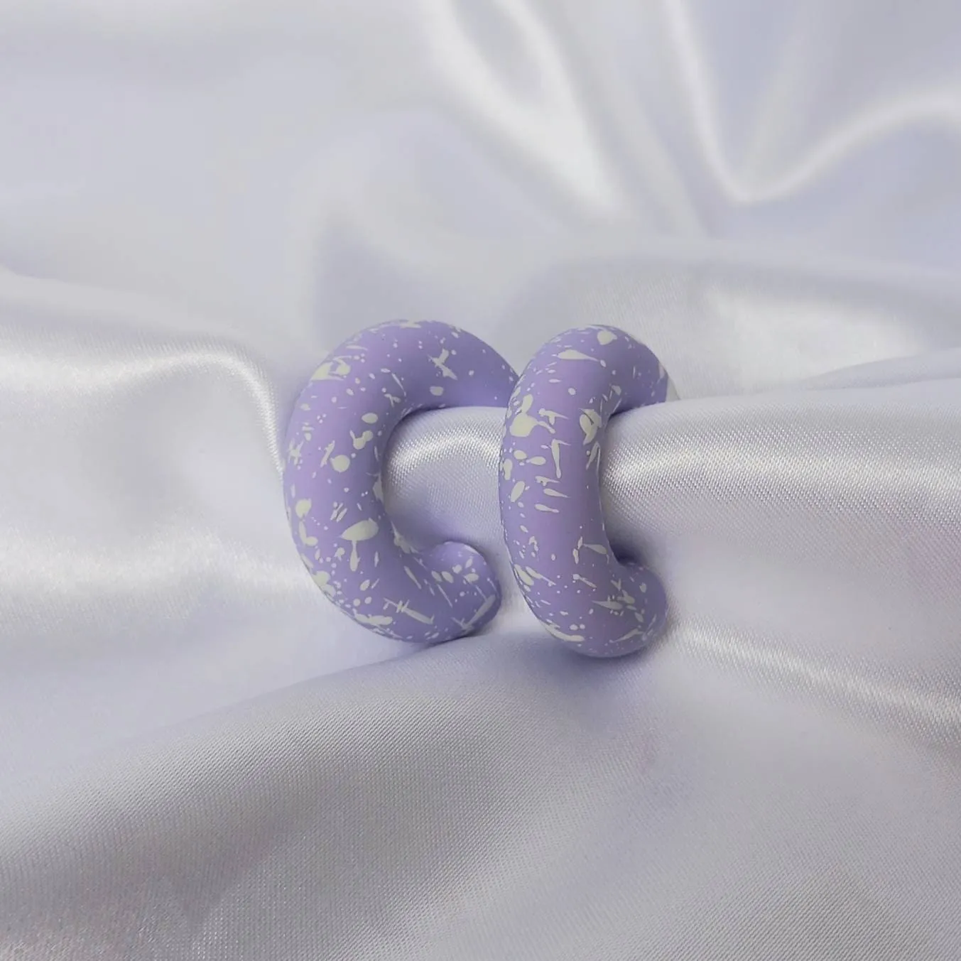 Chunky Purple Speckled Hoop Earrings - Purple Earrings,Chunky Hoop Earrings,Purple Earrings In The UK,Hoop Earrings In The UK,Lilac Earrings