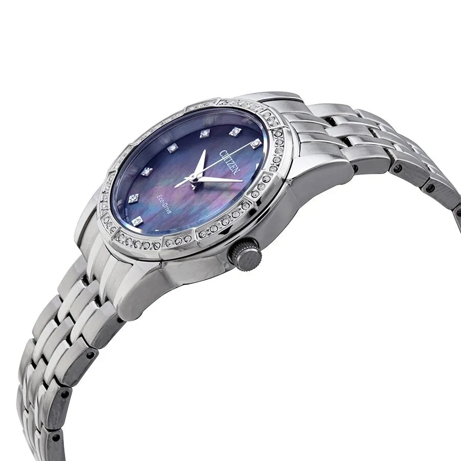 Citizen Silhouette Crystal Mother of Pearl Dial Ladies Watch EM0770-52Y