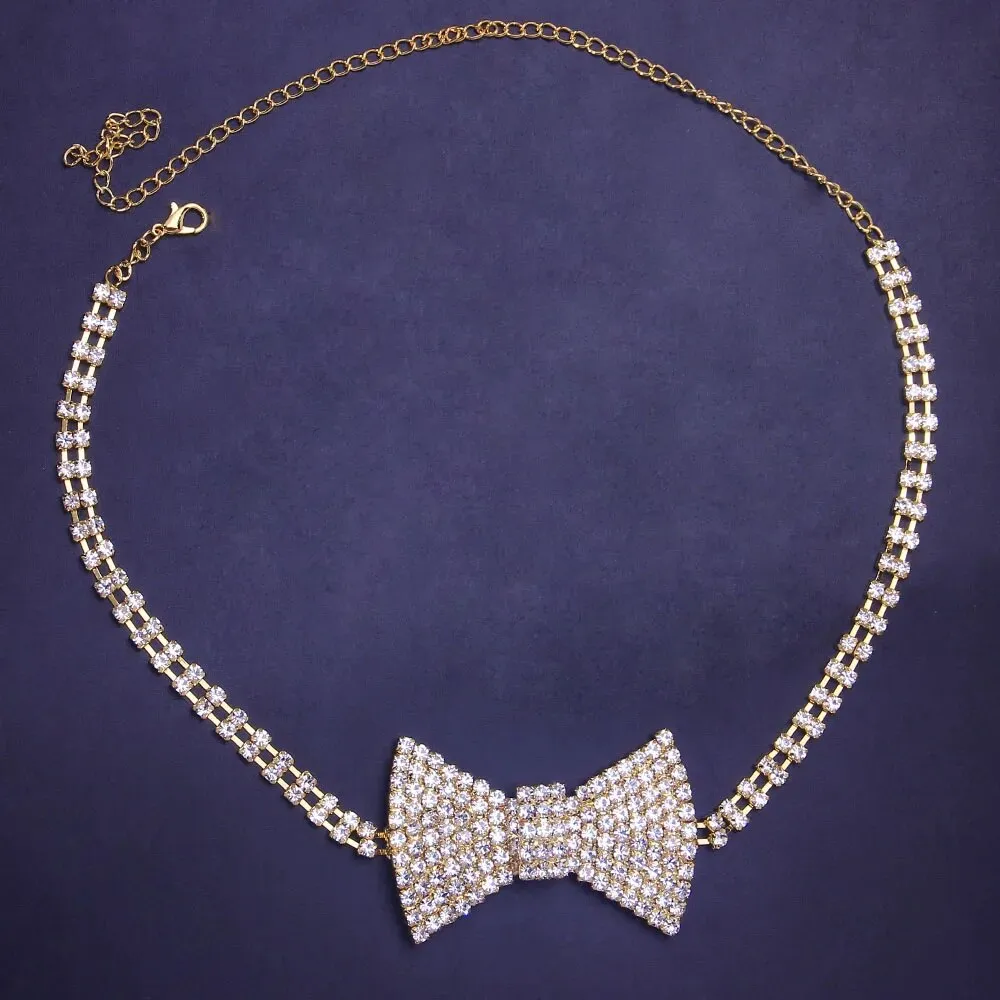 Classic Crystal Bow Choker Necklace