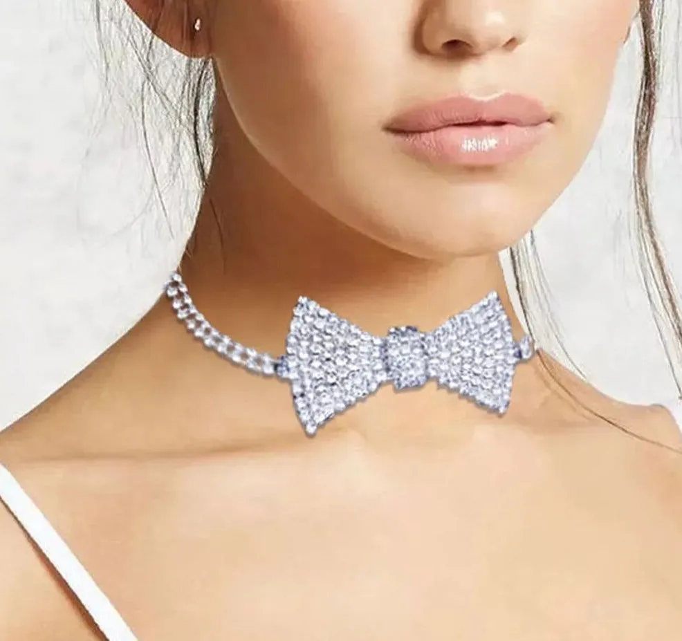Classic Crystal Bow Choker Necklace