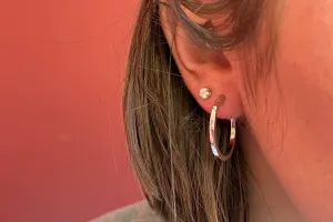 Classic Rectangle White Gold Hoop Earrings