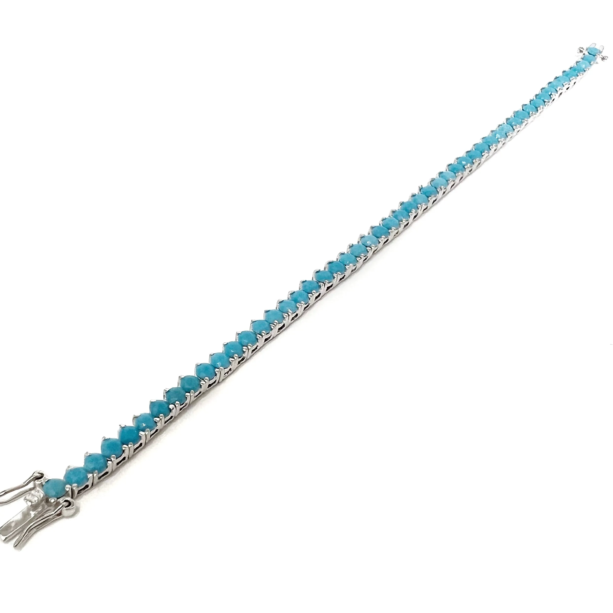 Classic Turquoise Tennis Bracelets Three Prong