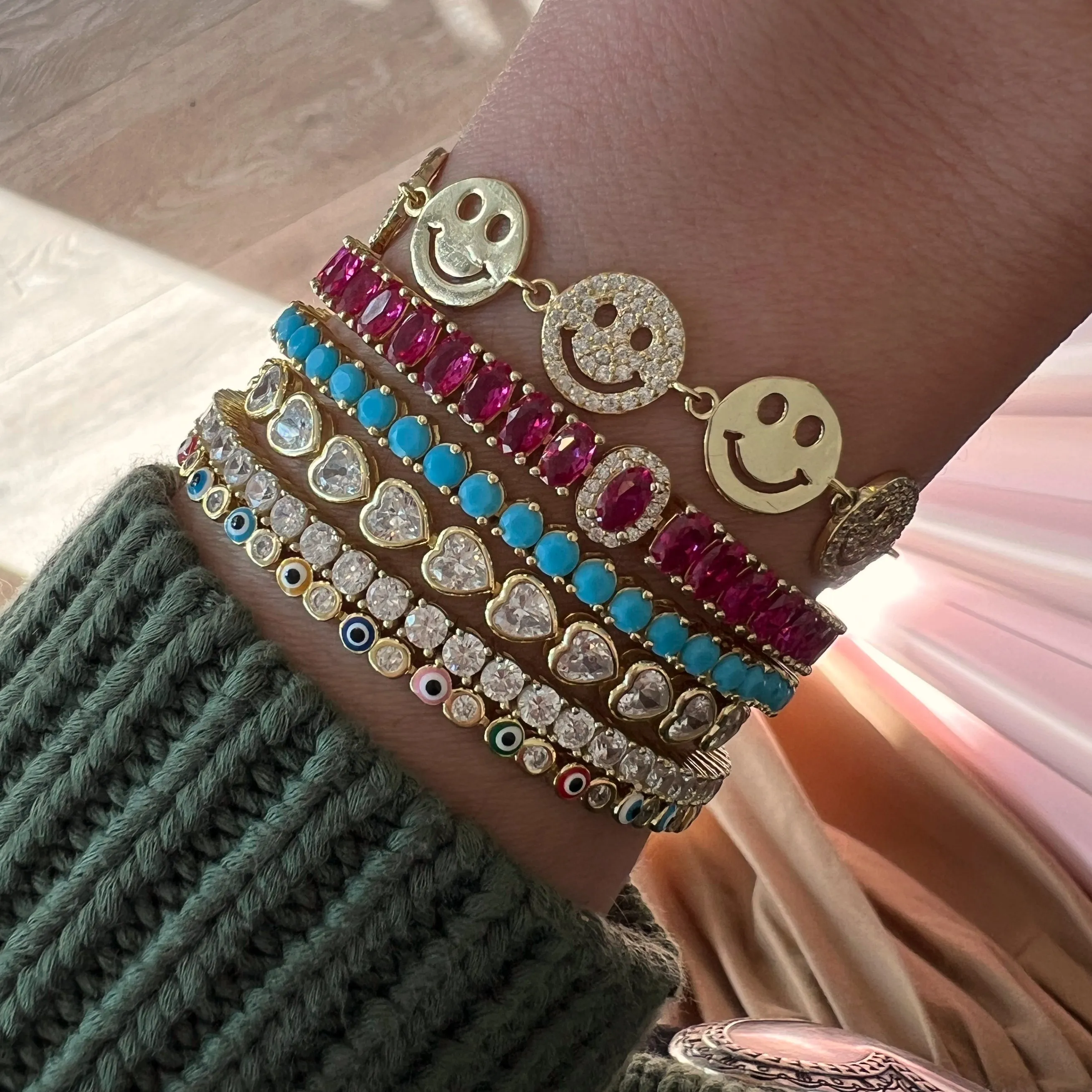 Classic Turquoise Tennis Bracelets Three Prong