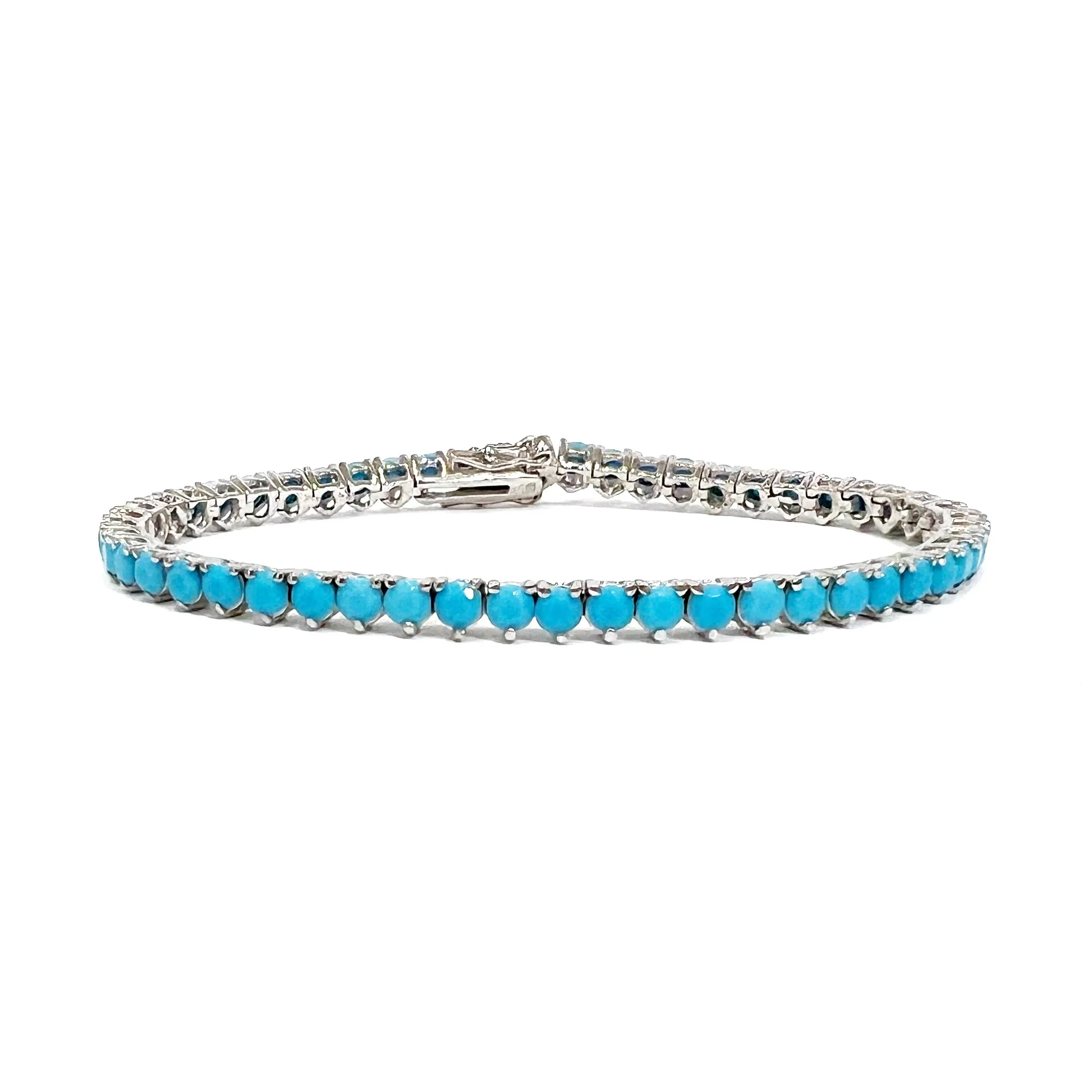 Classic Turquoise Tennis Bracelets Three Prong