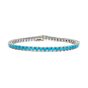 Classic Turquoise Tennis Bracelets Three Prong