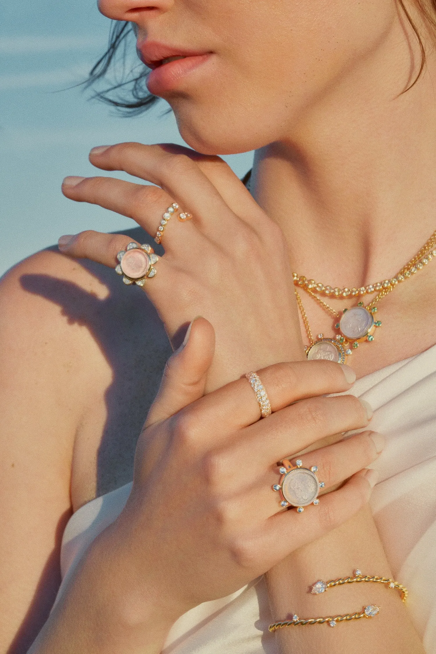 Cloud Caspian Ring - Angelite and Sapphire