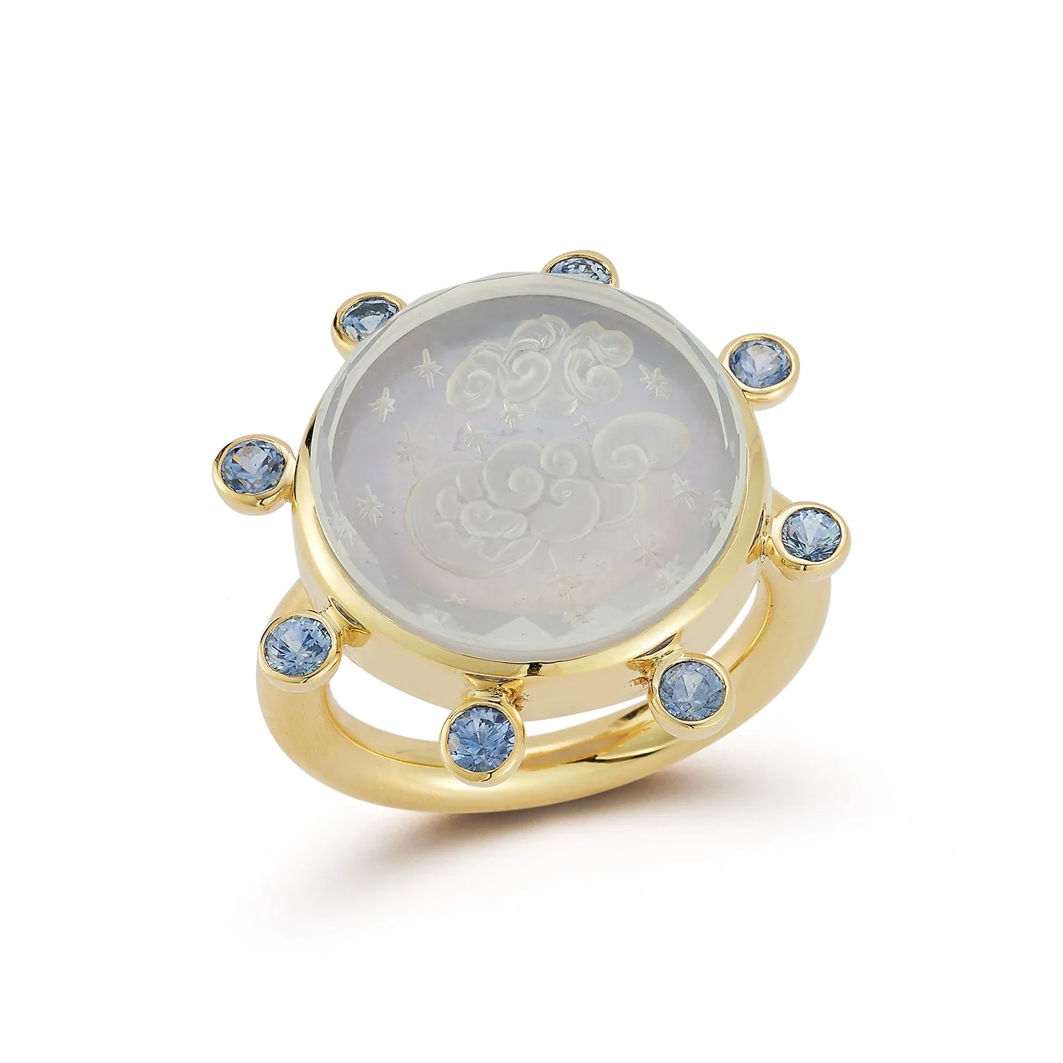 Cloud Caspian Ring - Angelite and Sapphire