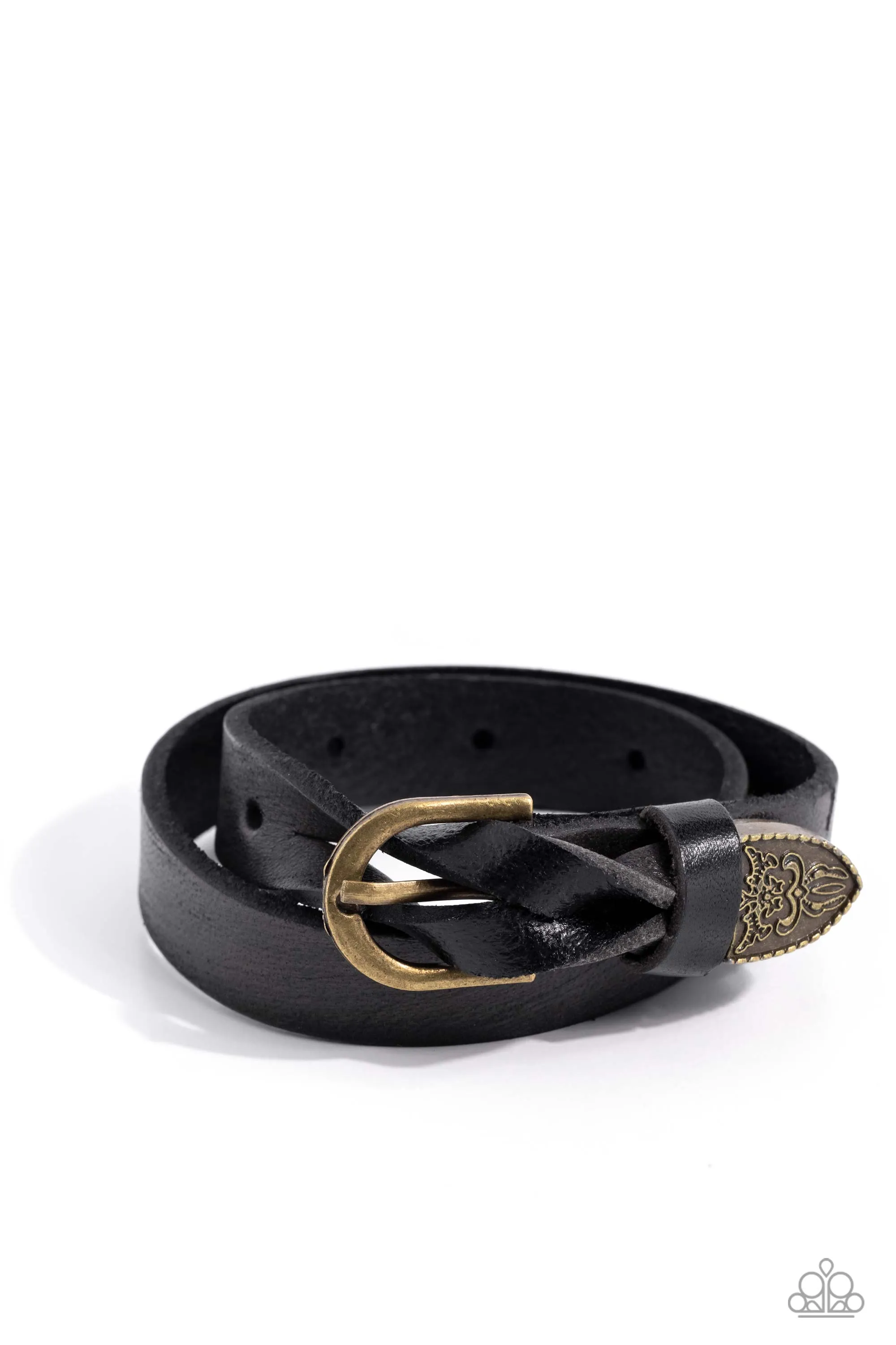 Coat of Arms Couture - Black - Leather Buckle Paparazzi Wrap Bracelet