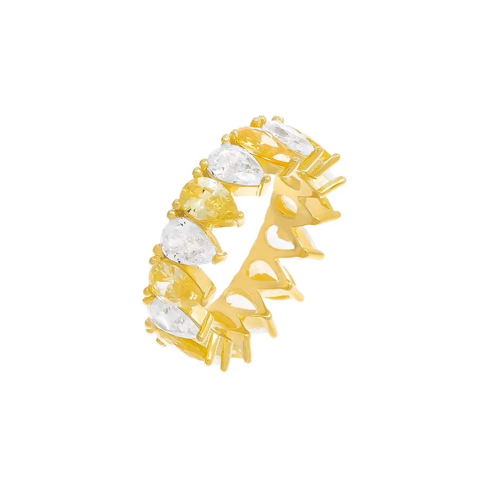 Colored Pear Shaped Eternity Band