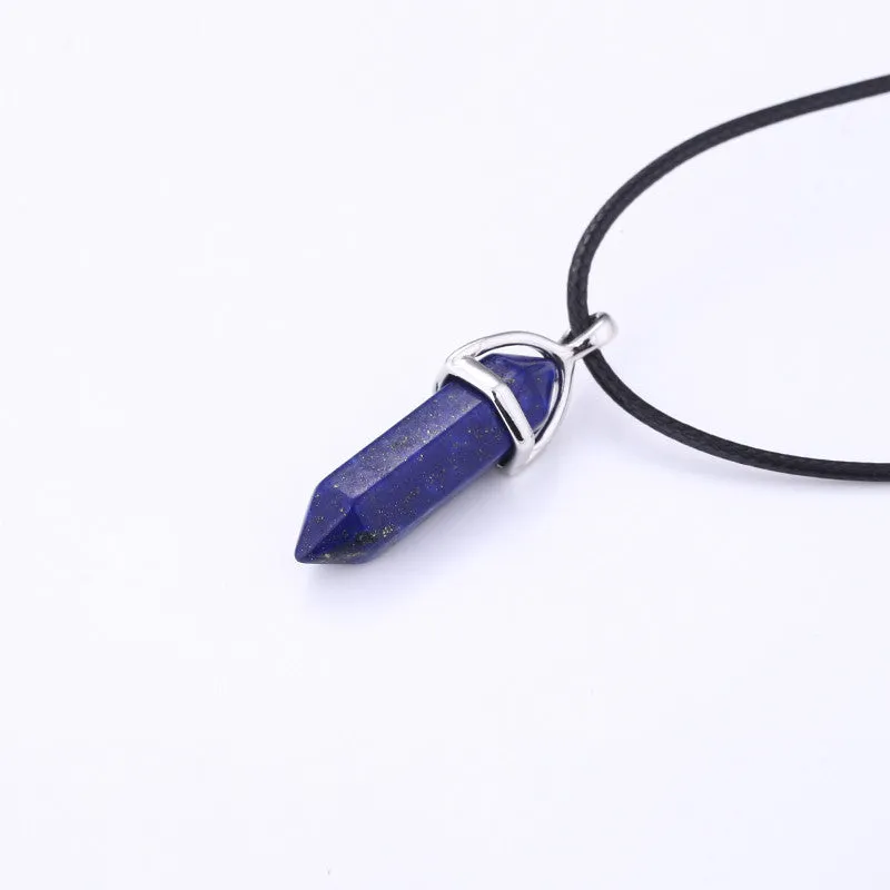Crystal Bullet Natural Stone Necklace - 11 Colors