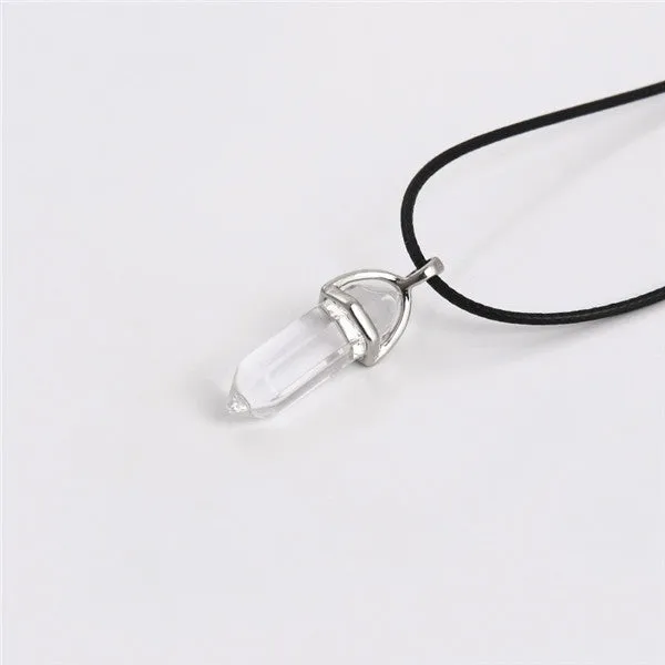 Crystal Bullet Natural Stone Necklace - 11 Colors