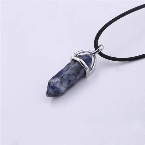 Crystal Bullet Natural Stone Necklace - 11 Colors