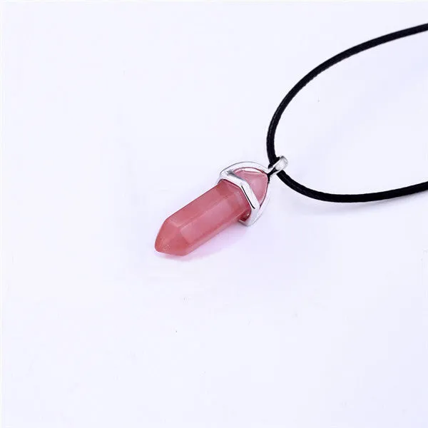 Crystal Bullet Natural Stone Necklace - 11 Colors