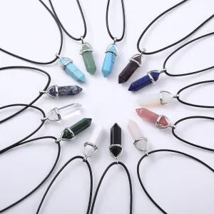 Crystal Bullet Natural Stone Necklace - 11 Colors