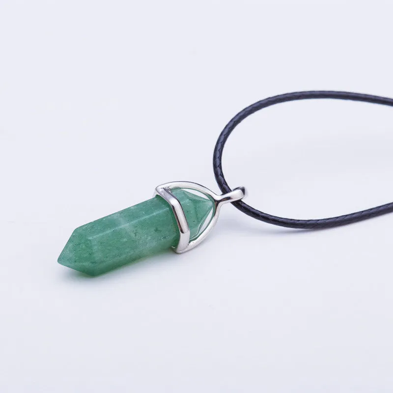 Crystal Bullet Natural Stone Necklace - 11 Colors