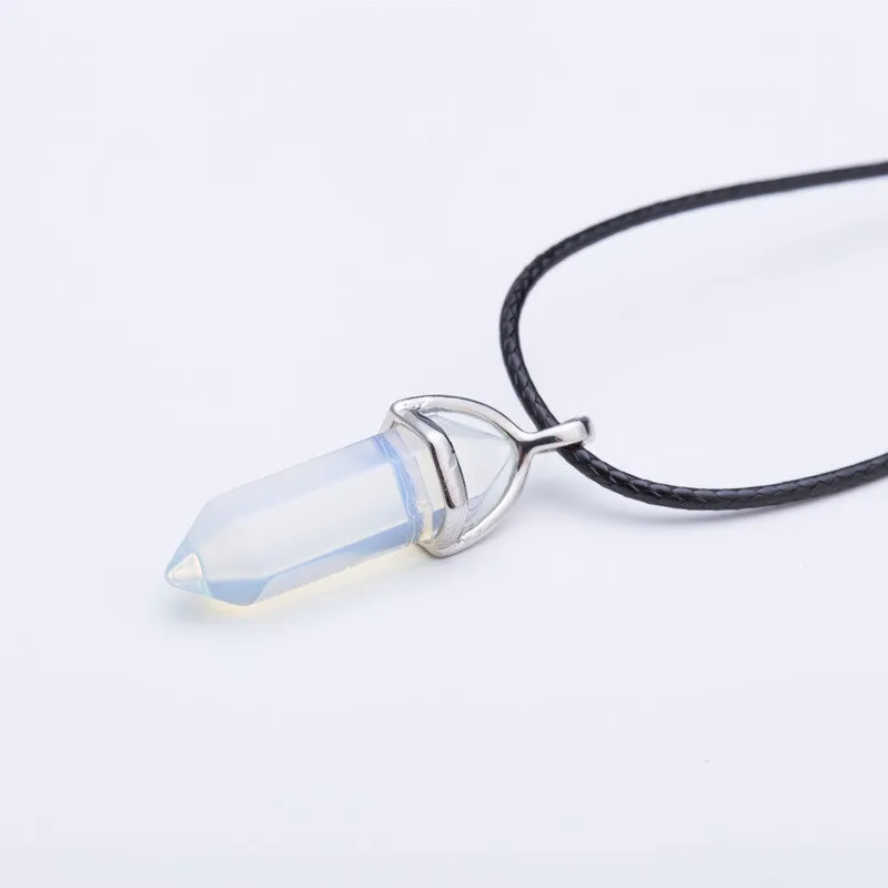 Crystal Bullet Natural Stone Necklace - 11 Colors