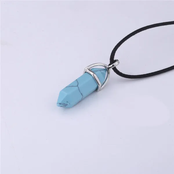 Crystal Bullet Natural Stone Necklace - 11 Colors